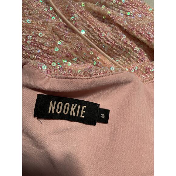 Nookie 'Supreme' Pink Sequin Embellished Cut Out Maxi Dress Size M - Picture 4 of 5